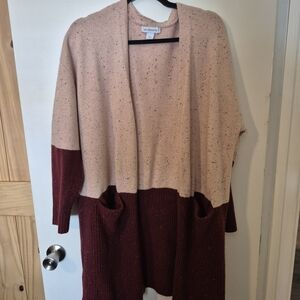 Colorblock Open Front Cardigan Sweater
